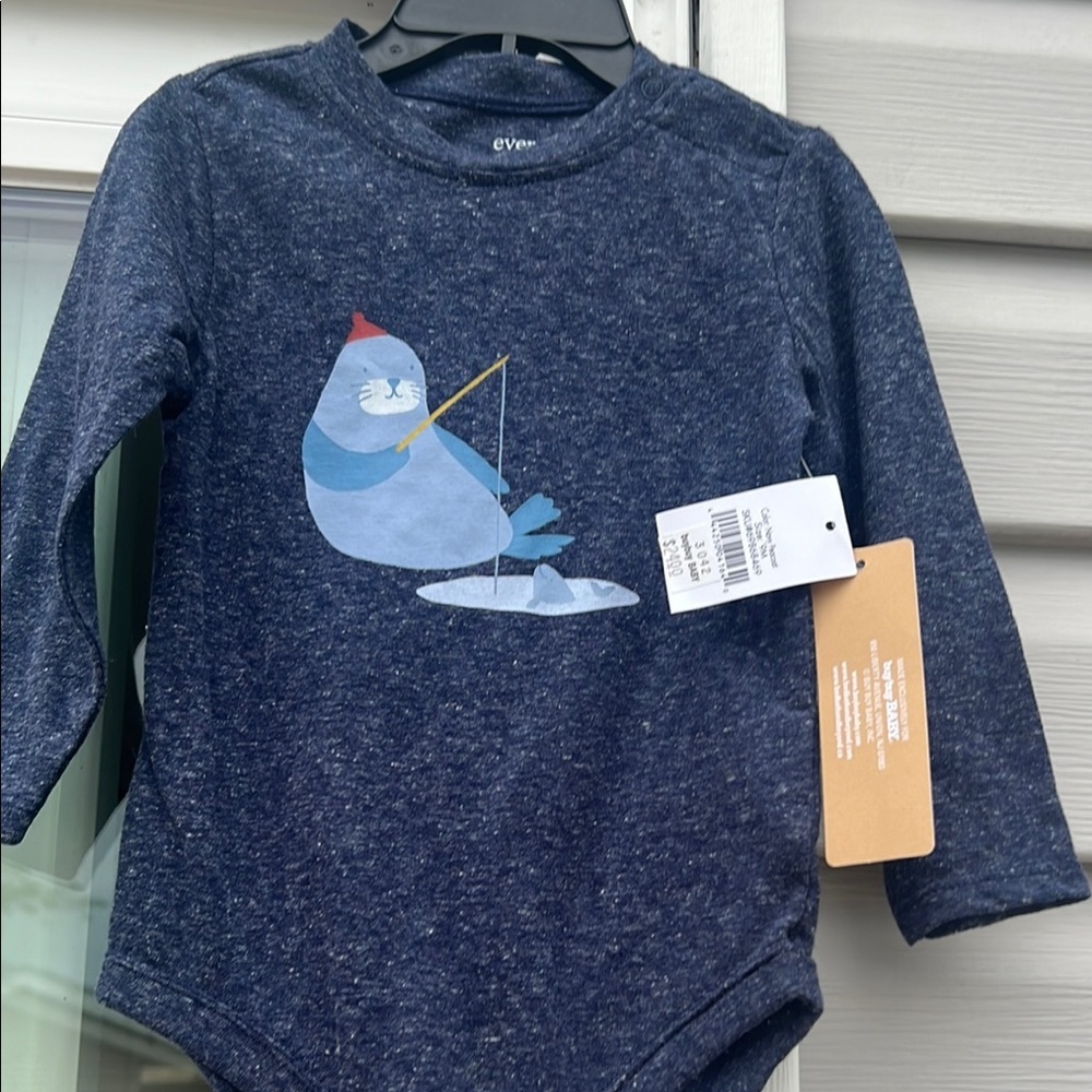 Navy Blue Kids Long Sleeve onesie